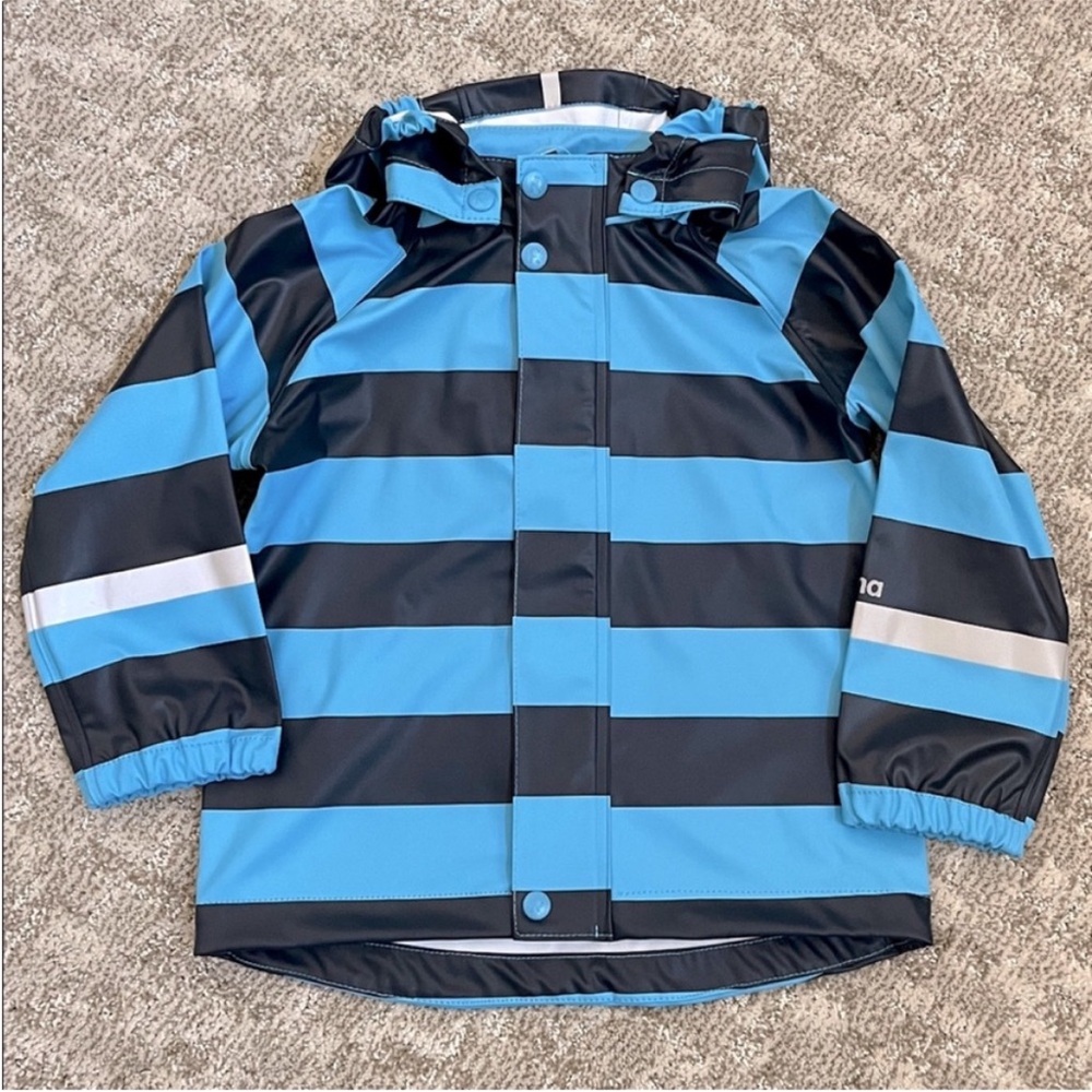 Reima Kids' Vesi Raincoat in Blue Sky Stripe—3T - Picture 4 of 11